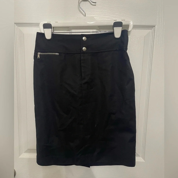 Lauren Ralph Lauren Womens Size 8 Straight  Skirt Black Front Zip 2 Snap Closure - Picture 1 of 5